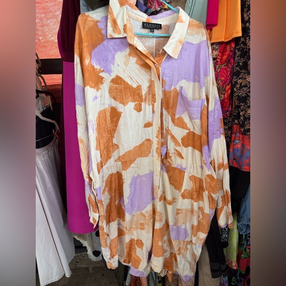 Bundle 2 for $30. Eloquii Orange and Purple Abstract Jumpsuit. Size 26. - Picture 1 of 10